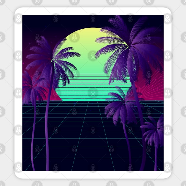 Cybersynth Sunset Vaporwave Sticker by edmproject